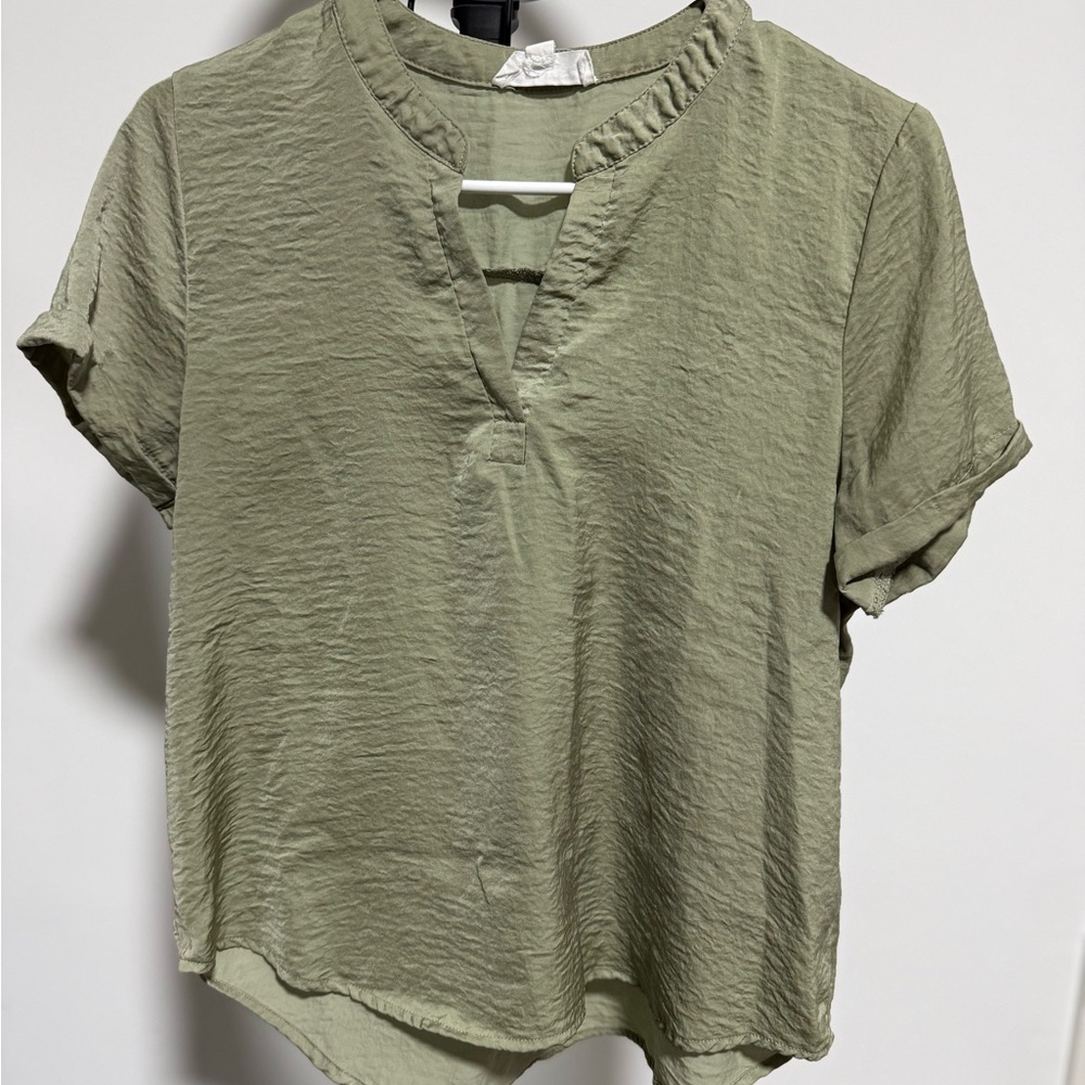 Pink Rose Sage Green Blouse